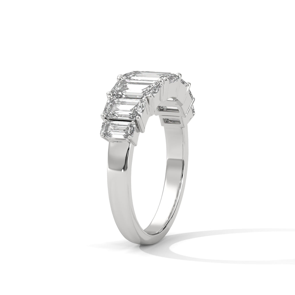 Graduated Emerald Cut Seven Stone Diamond Ring