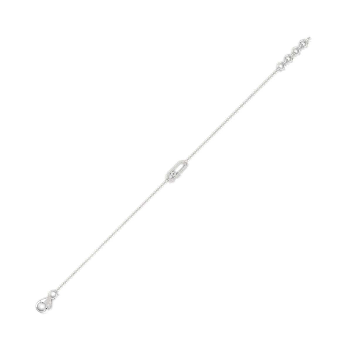 Floating Diamond Paperclip Bracelet, detail view — Jewelix Atelier
