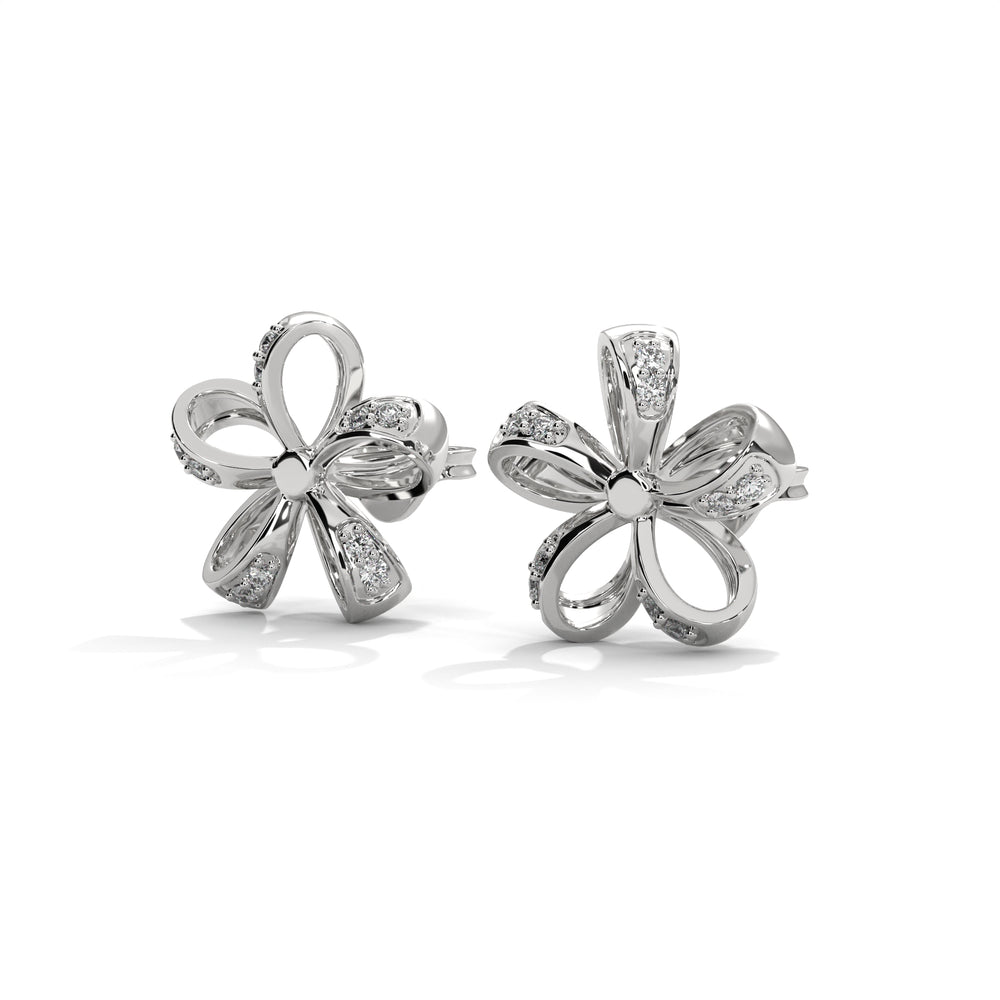 Open Floral Diamond Stud Earrings