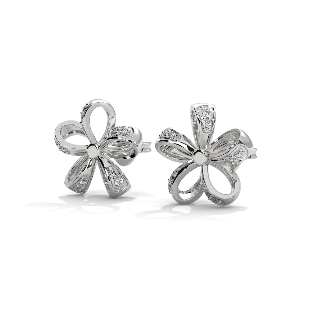 Open Floral Diamond Stud Earrings
