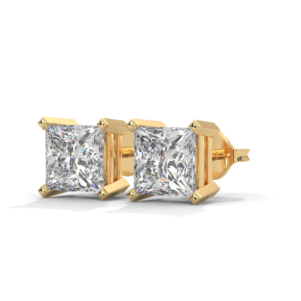 Princess Cut Solitaire Diamond Stud Earrings