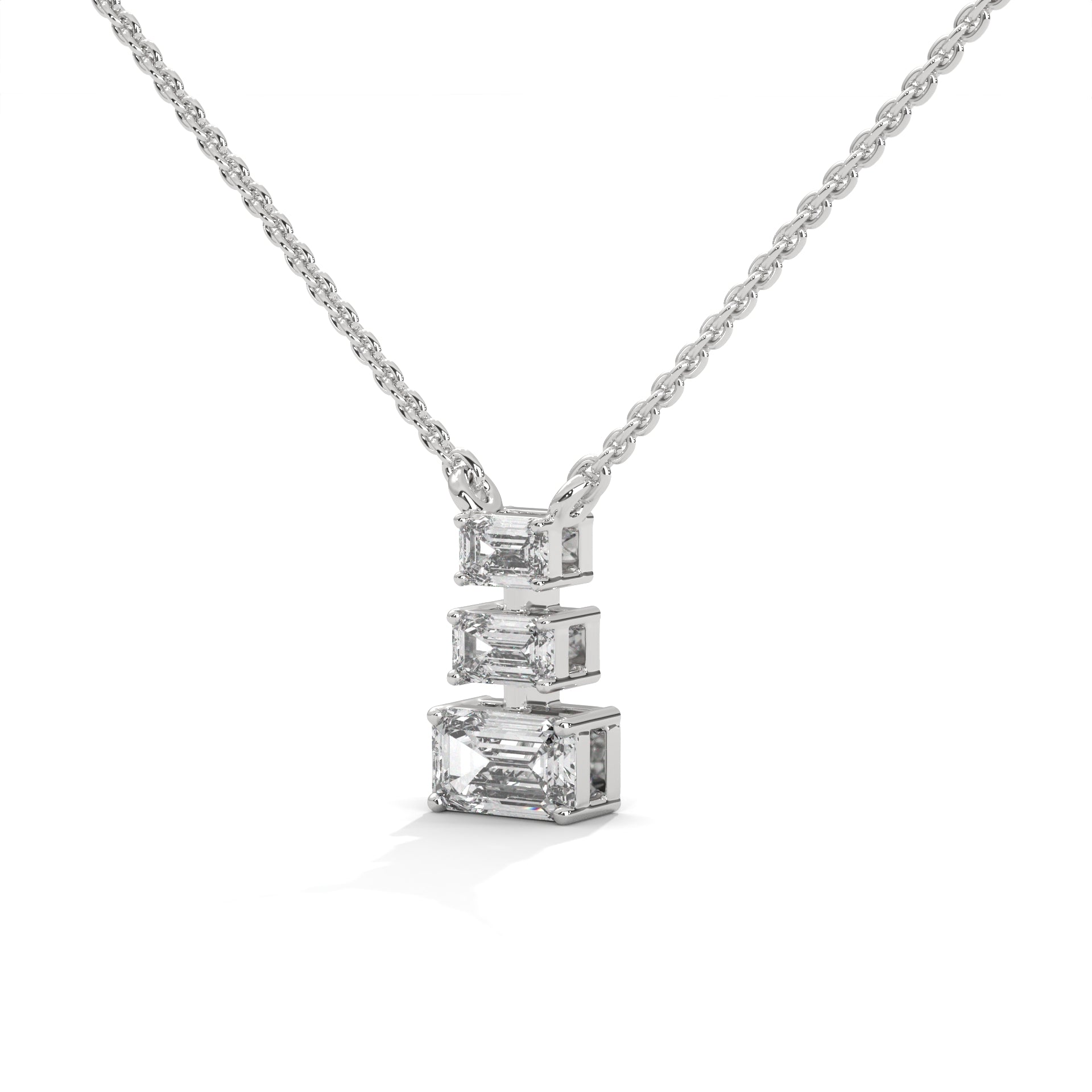 Emerald Cut Diamond Bar Pendant