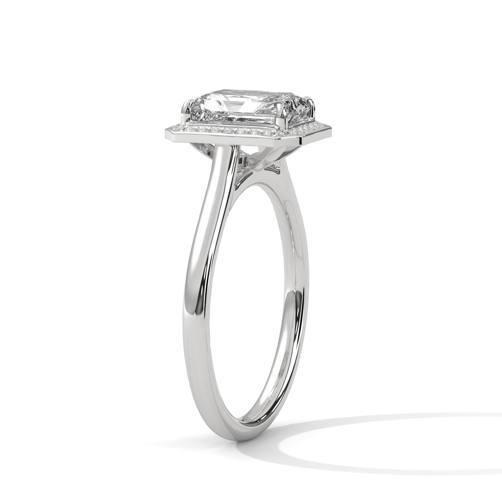 Emerald Cut Diamond Halo Engagement Ring