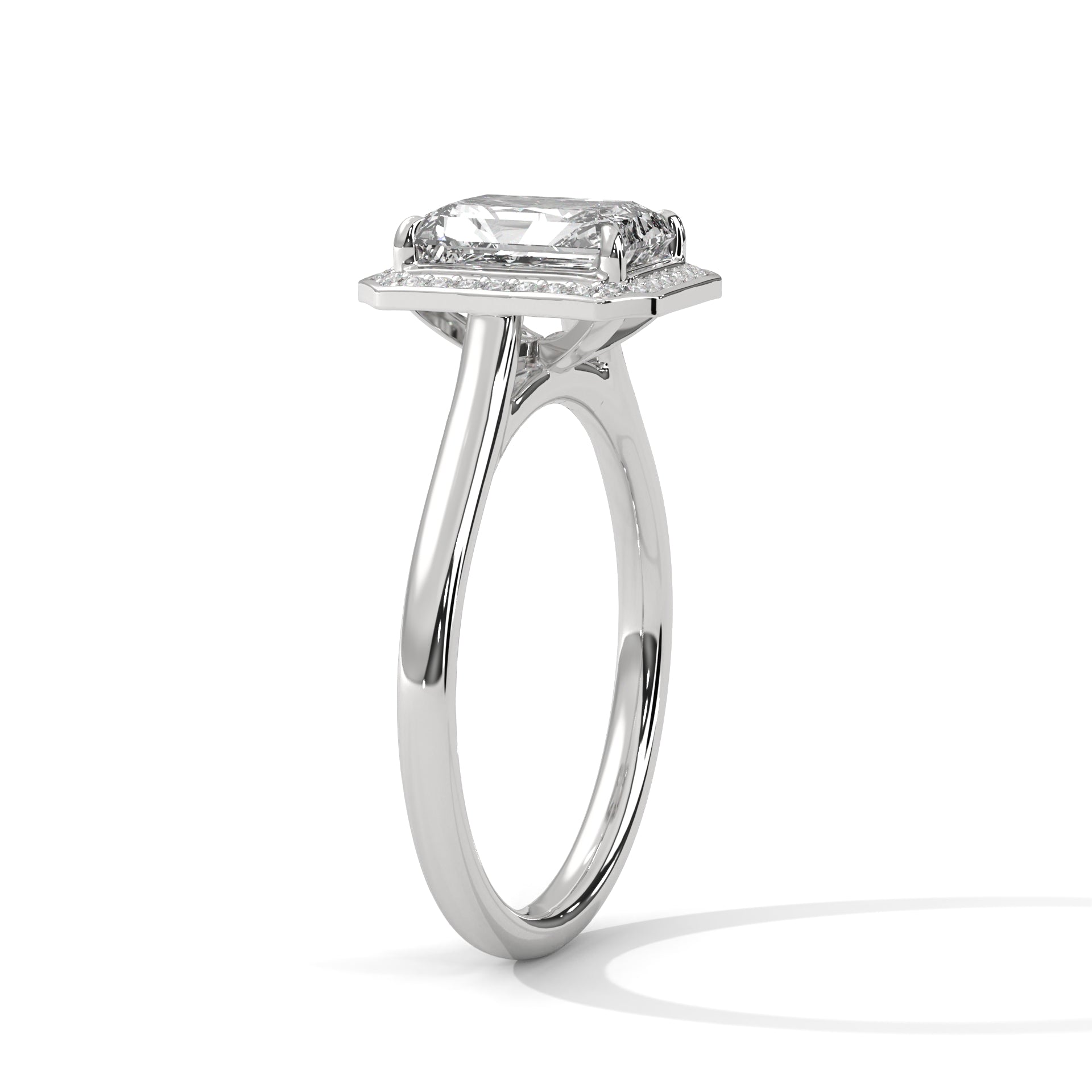 Emerald Cut Diamond Halo Engagement Ring