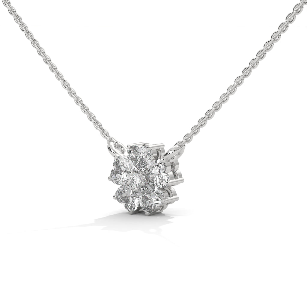Heart Diamond Floral Pendant