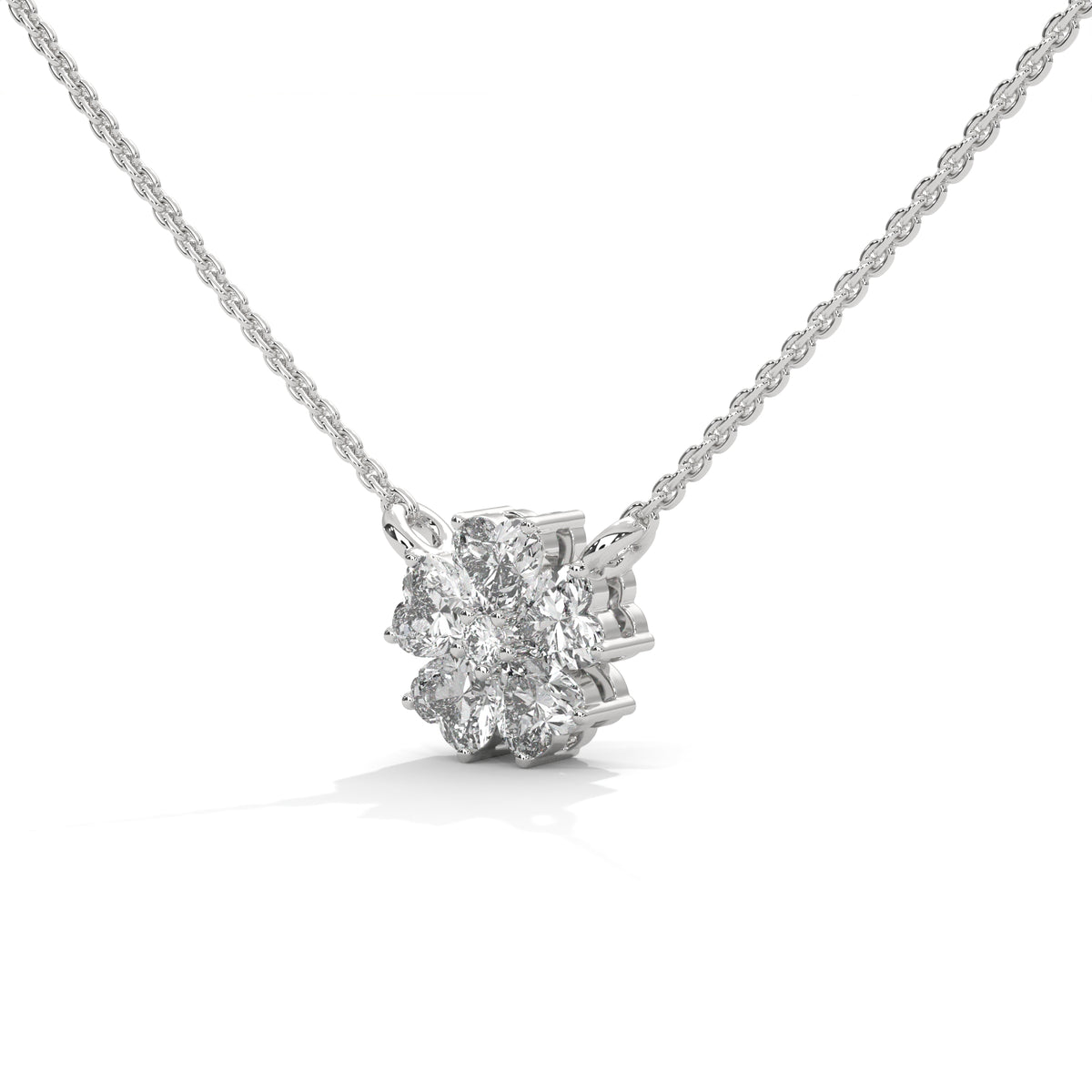 Heart Diamond Floral Pendant – view 2 of 9, lab grown diamond necklace | Jewelix Atelier