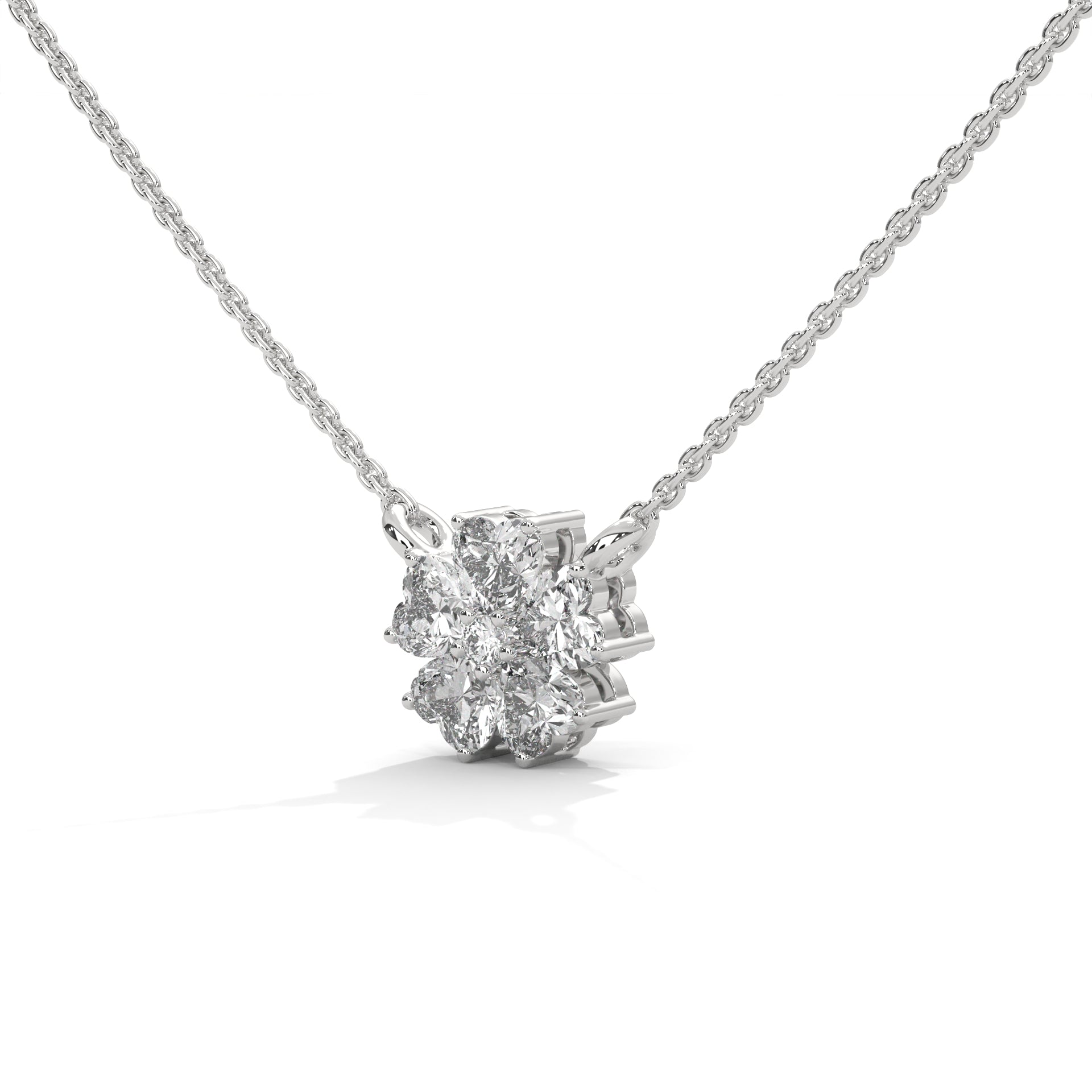 Heart Diamond Floral Pendant