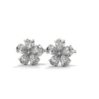 Pear Diamond Floral Stud Earrings