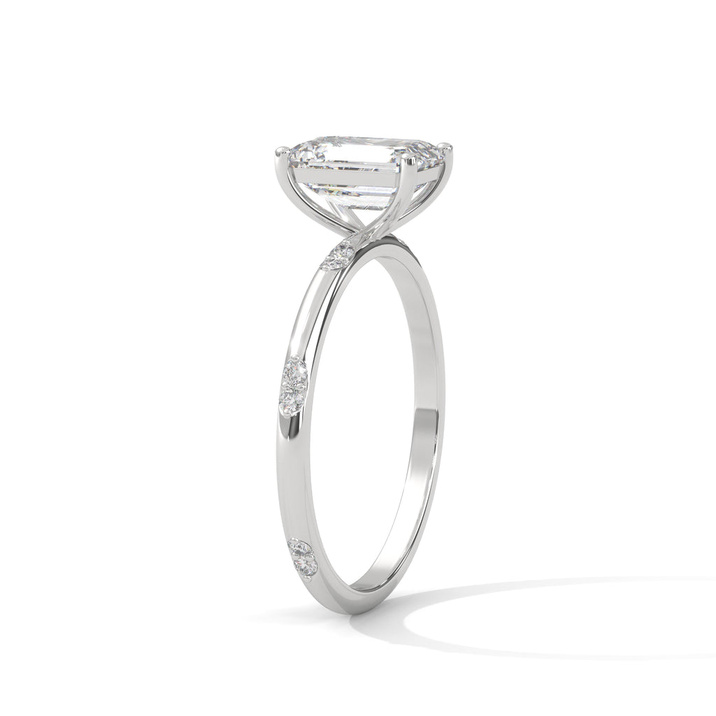 Emerald Cut Diamond Accent Engagement Ring