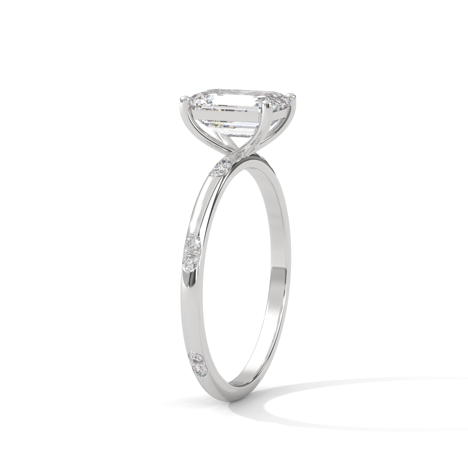 Emerald Cut Diamond Accent Engagement Ring
