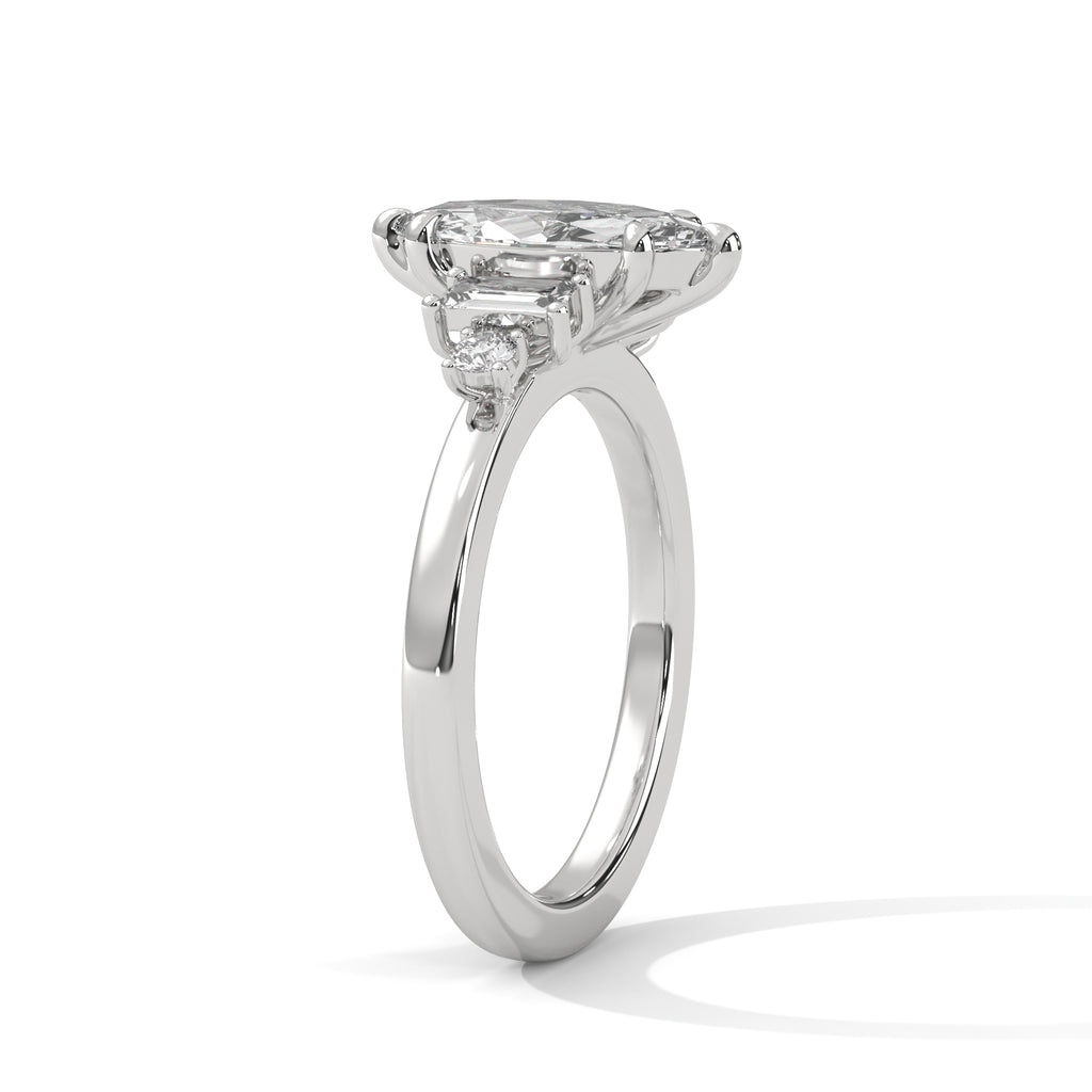 Marquise Cut Three Stone Diamond Engagement Ring
