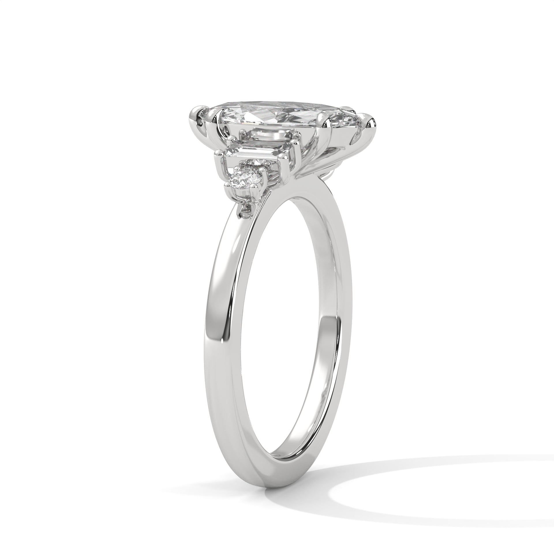 Marquise Cut Three Stone Diamond Engagement Ring
