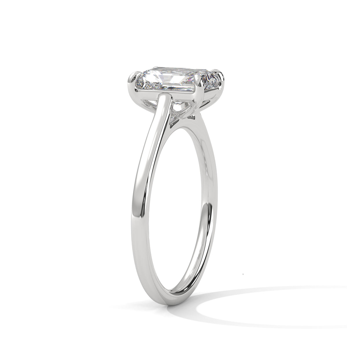 1.75 ct Emerald Cut Solitaire Lab Grown Diamond with Cathedral Setting Engagement Ring – view 2 of 9 | Jewelix Atelier