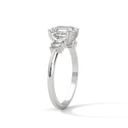 Asscher Cut Three Stone Diamond Engagement Ring