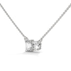 Emerald & Round Diamond Two Stone Pendant
