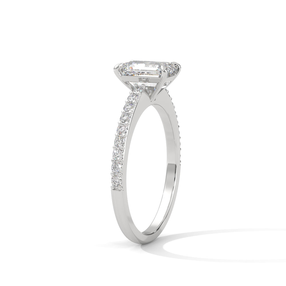 Emerald Cut Diamond Pavé Engagement Ring