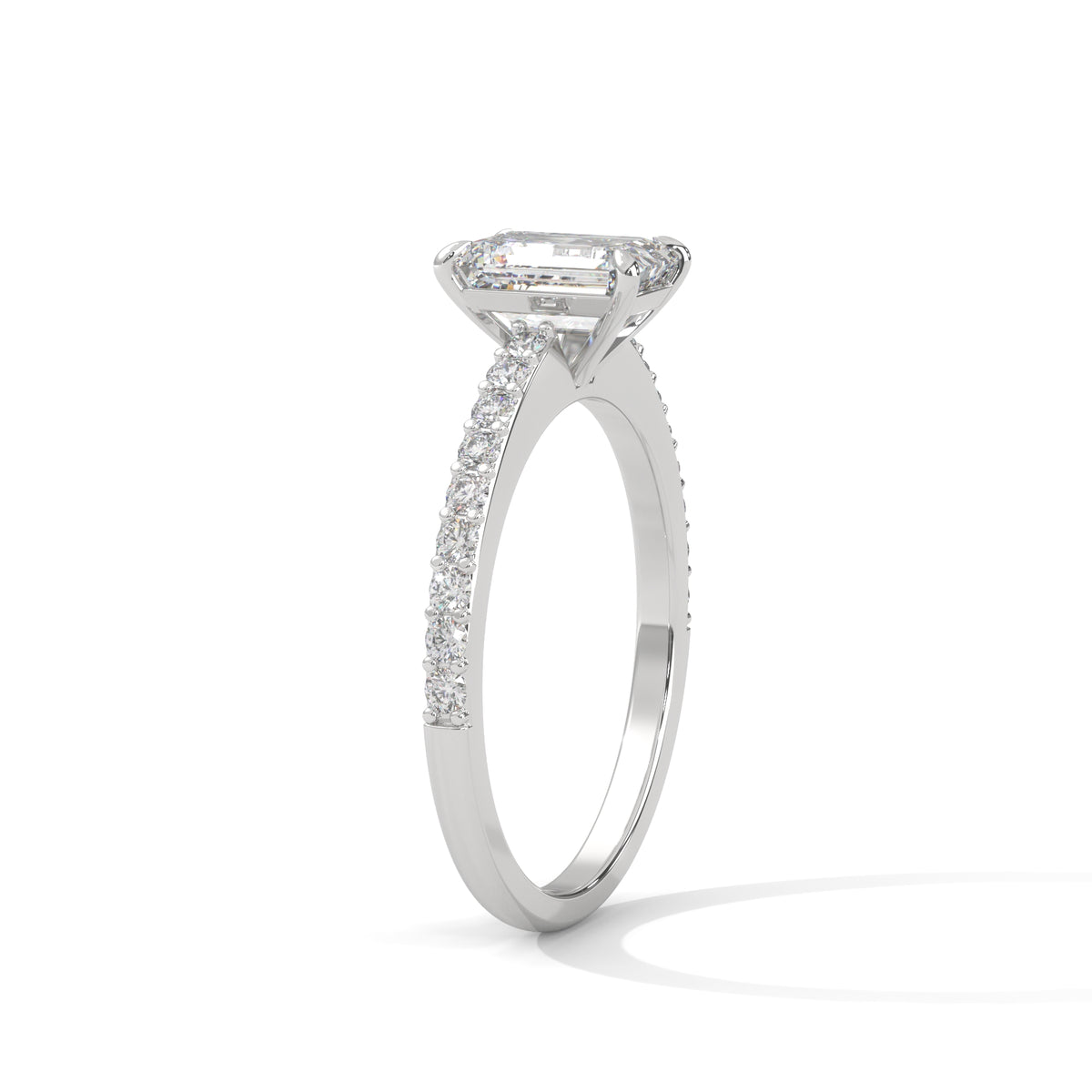 Emerald Cut Diamond Pavé Engagement Ring – view 2 of 9, lab grown diamond ring | Jewelix Atelier