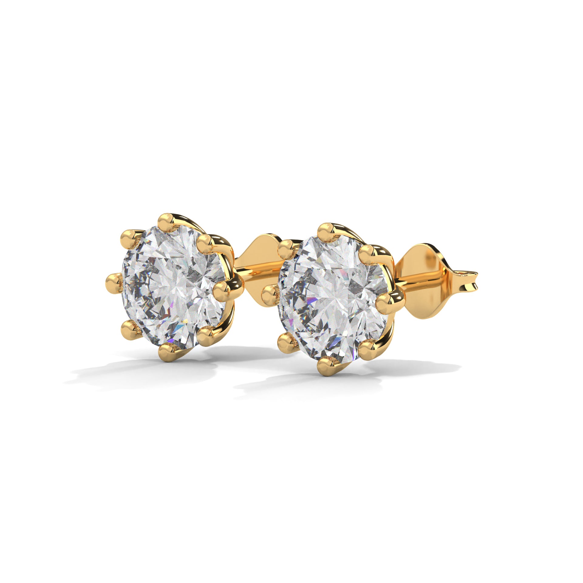 Round Brilliant Solitaire Diamond Stud Earrings