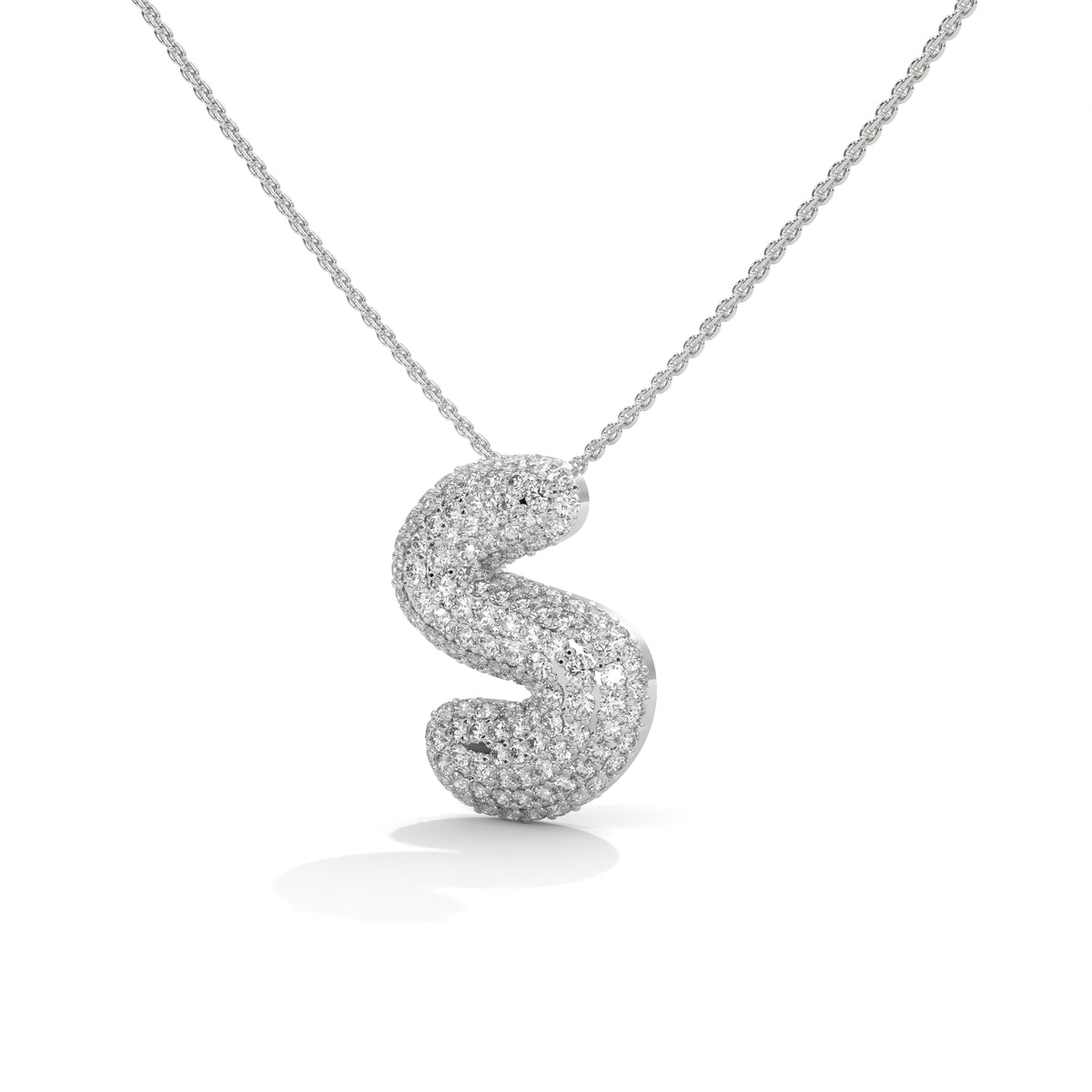 Diamond Initial "S" Pendant Necklace – view 2 of 9, lab grown diamond necklace | Jewelix Atelier