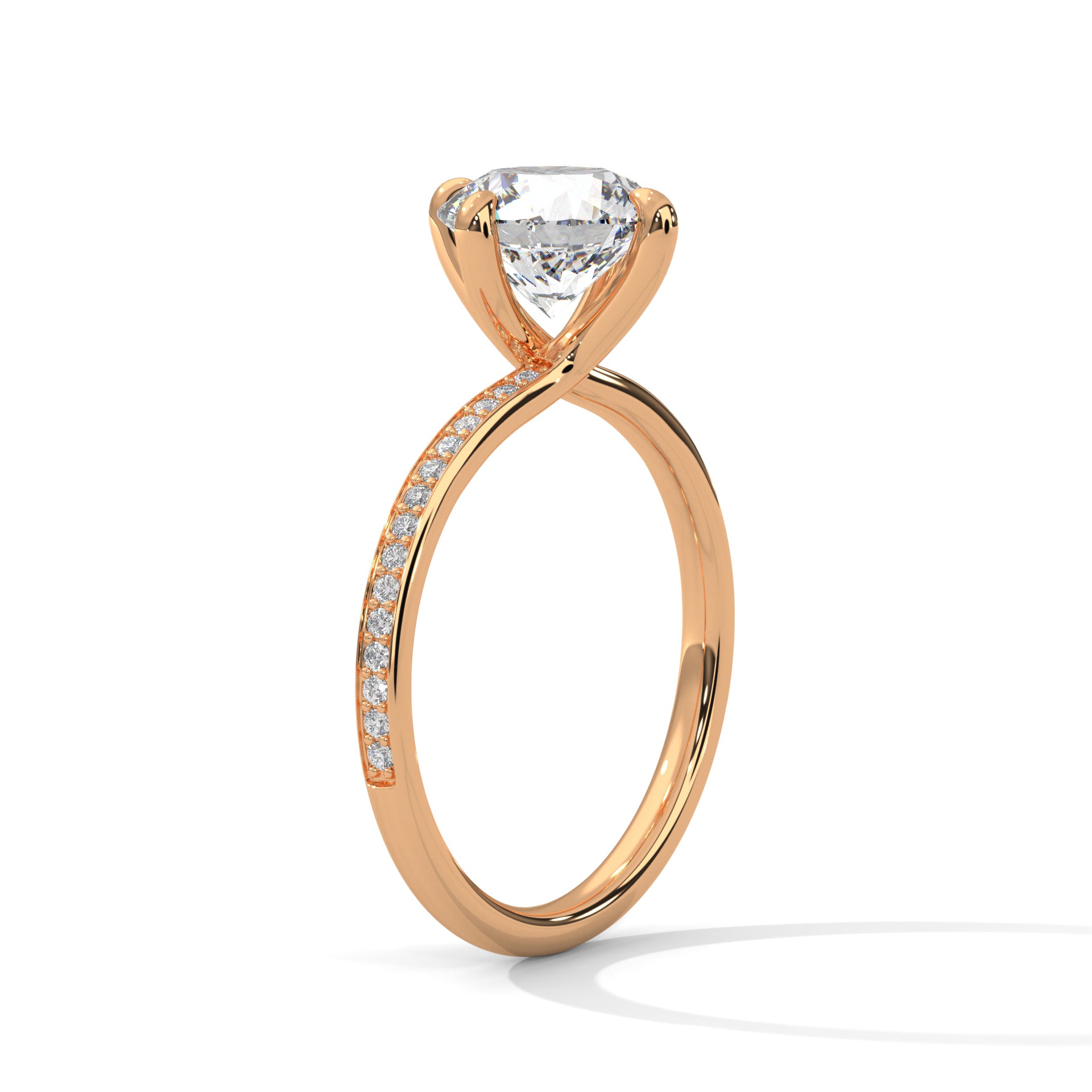 Round Cut Diamond Pavé Engagement Ring