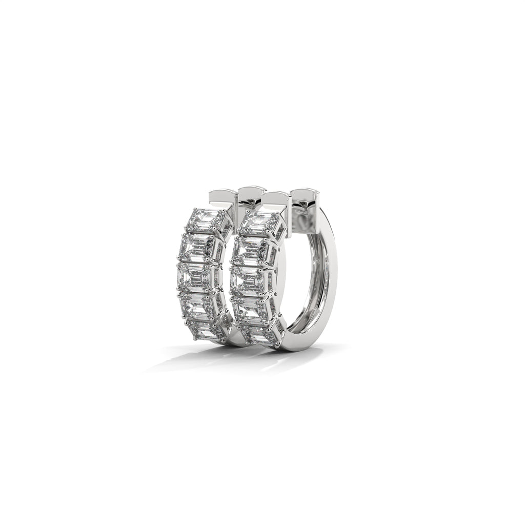 Emerald Cut Diamond Hoop Earrings
