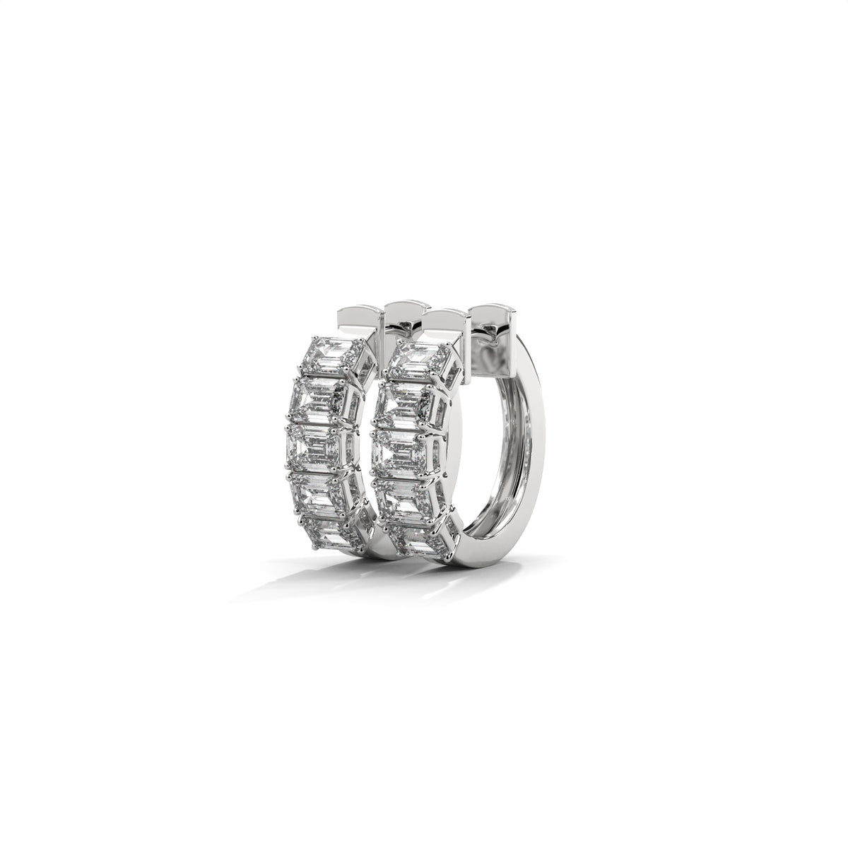 Emerald Cut Diamond Hoop Earrings, alternate view — Jewelix Atelier