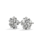 Baguette & Round Diamond Cluster Stud Earrings