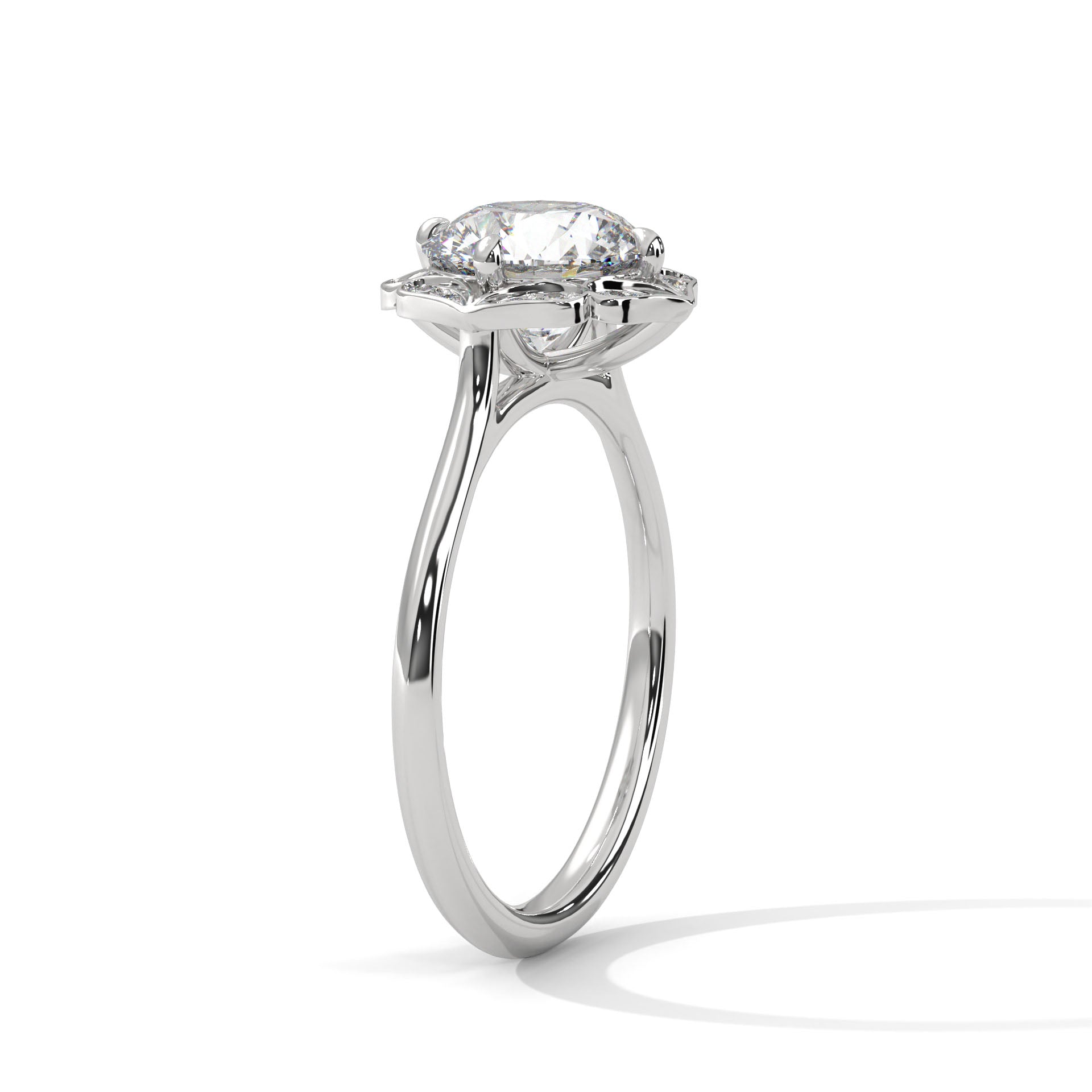 Round Diamond Vintage Halo Engagement Ring