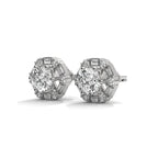 Round & Baguette Diamond Halo Stud Earrings