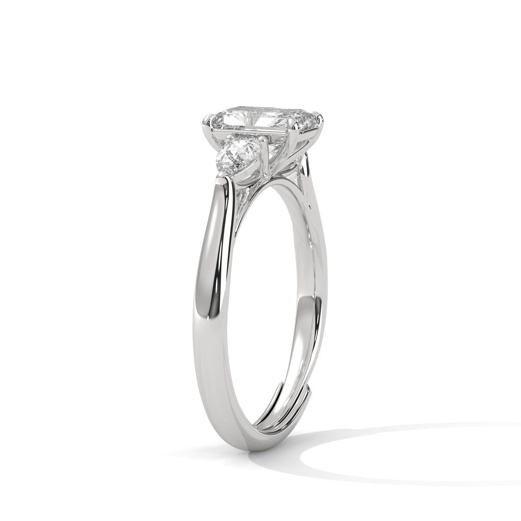 Radiant Cut Three Stone Diamond Engagement Ring