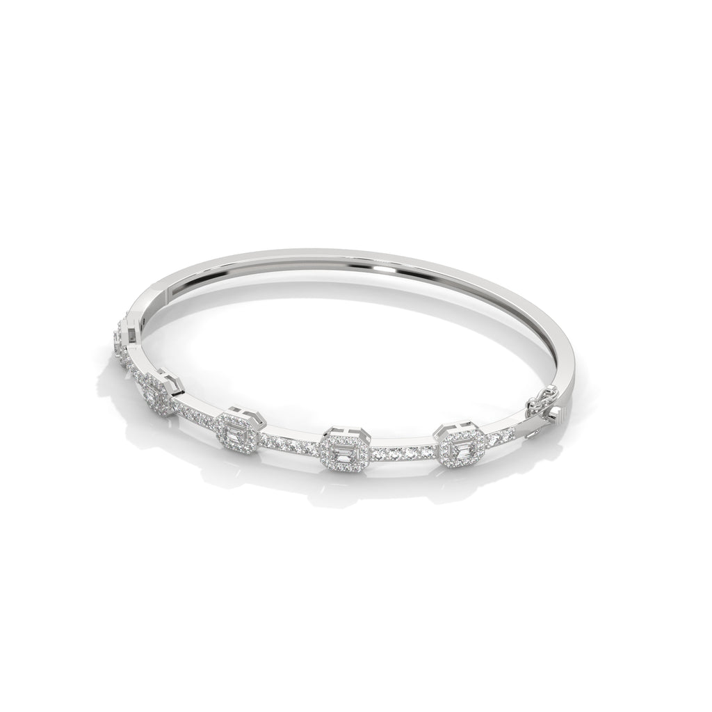 Emerald & Round Diamond Geometric Bracelet