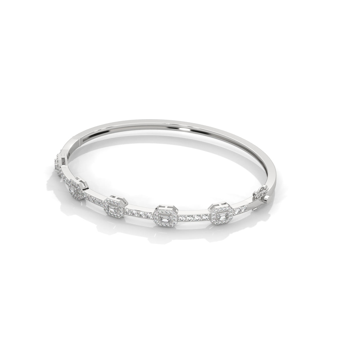 Emerald & Round Diamond Geometric Bracelet, product photo — Jewelix Atelier