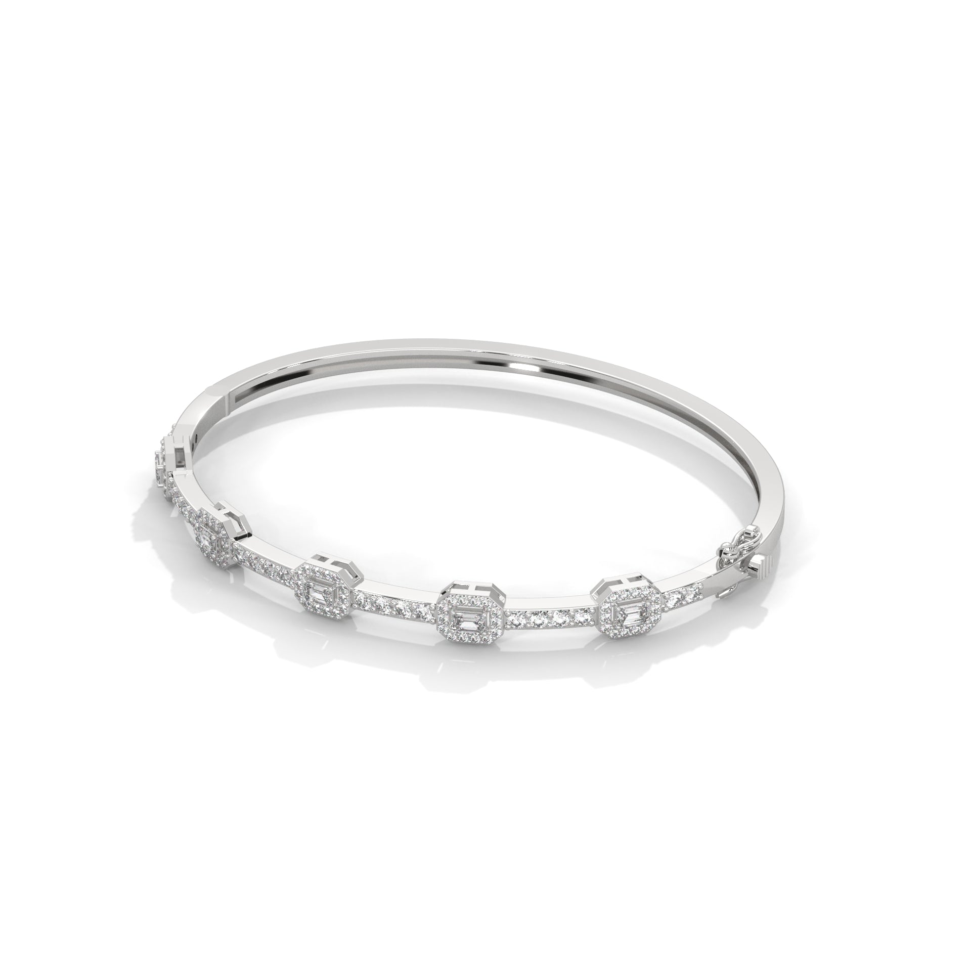 Emerald & Round Diamond Geometric Bracelet
