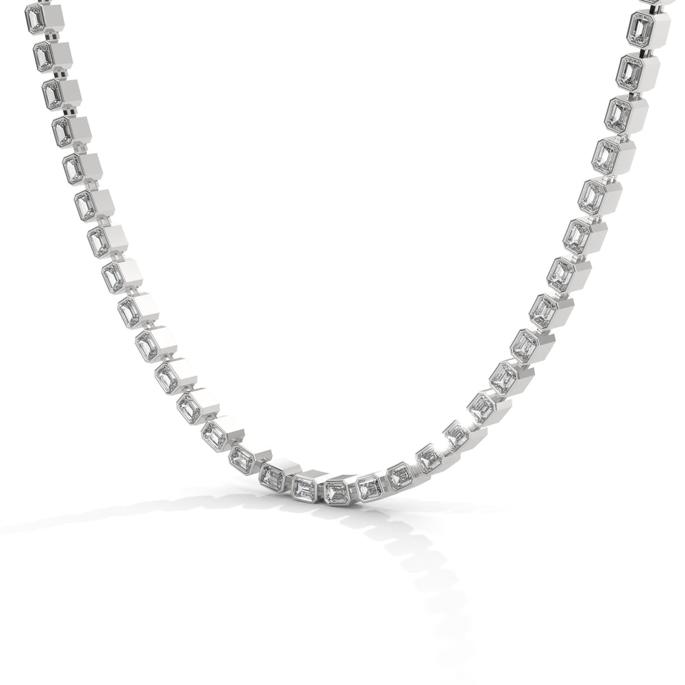 Emerald Cut Diamond Tennis Necklace