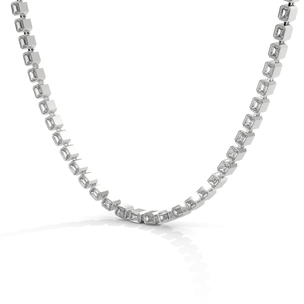Emerald Cut Diamond Tennis Necklace