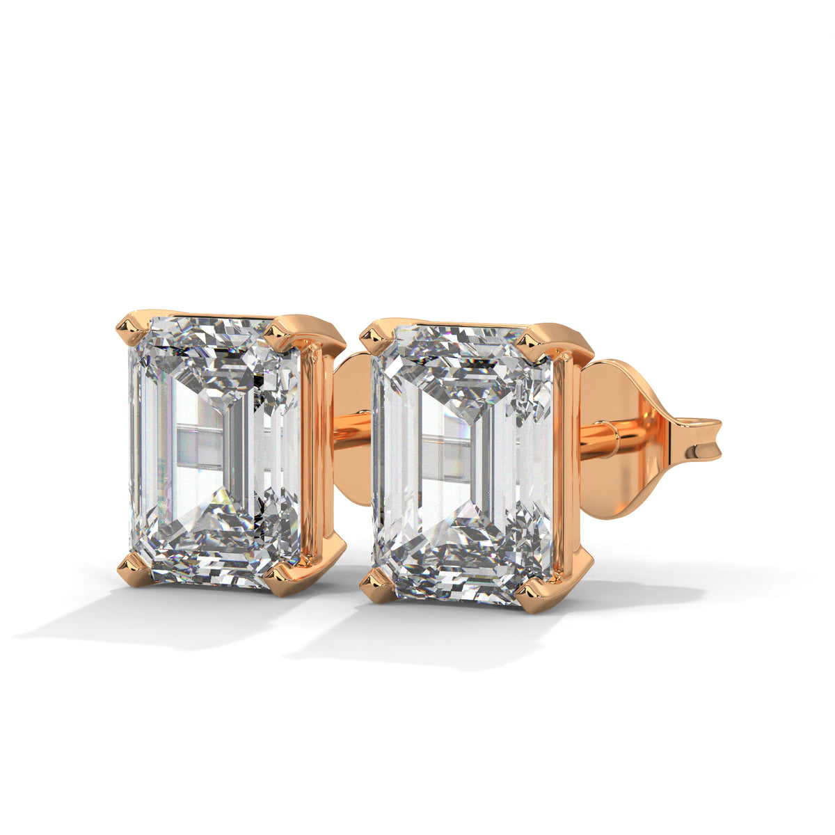 2.00 CTW Emerald Cut Solitaire Lab Grown Diamond Stud Earrings, gallery image — Jewelix Atelier