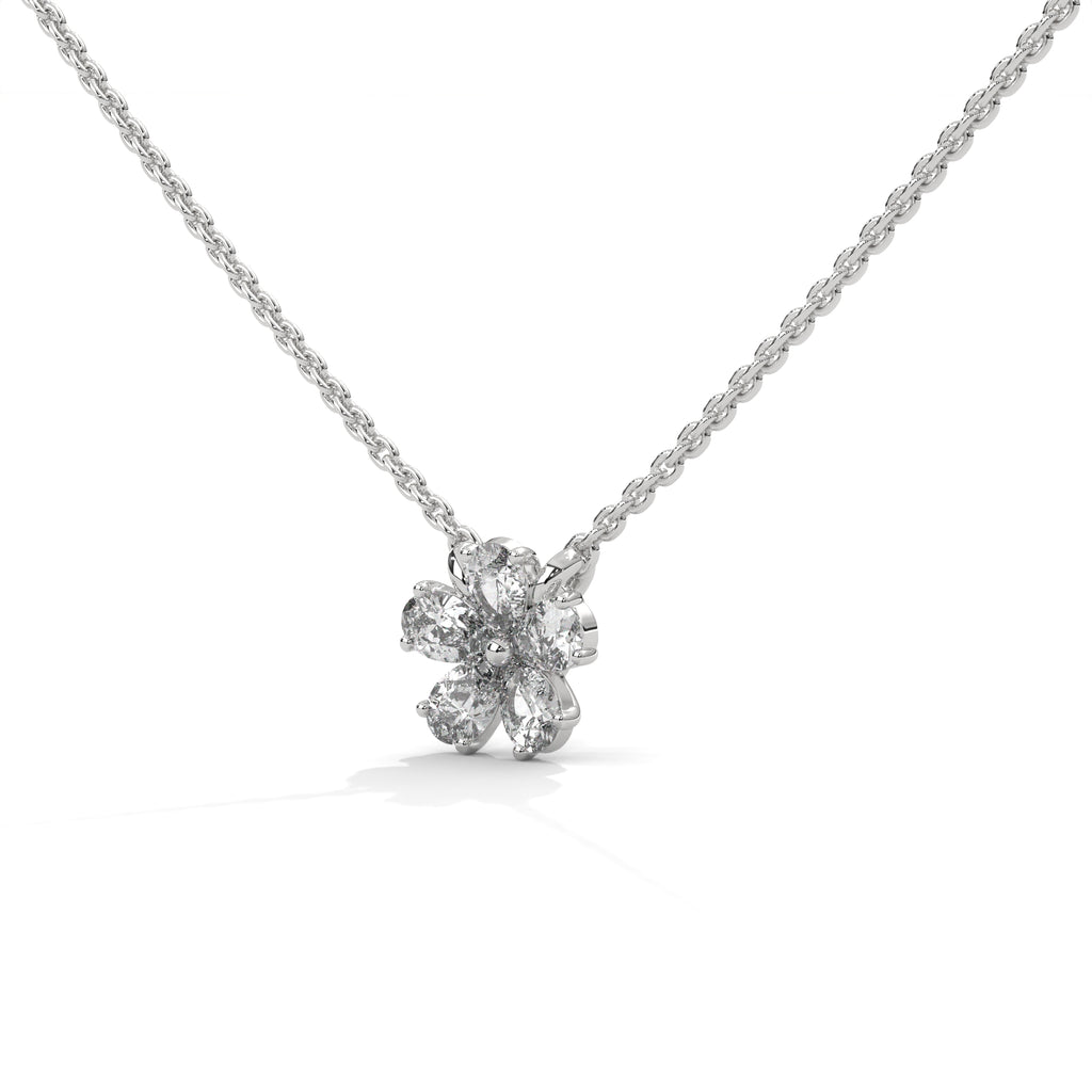 Pear Diamond Floral Pendant