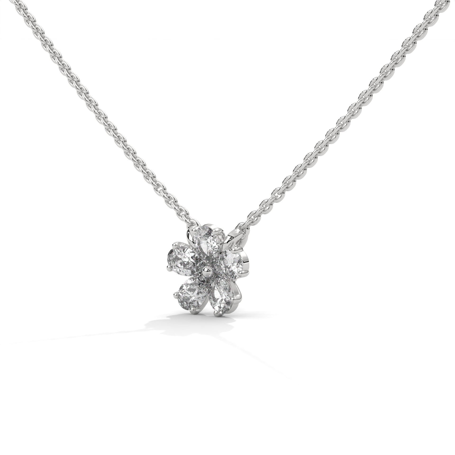 Pear Diamond Floral Pendant