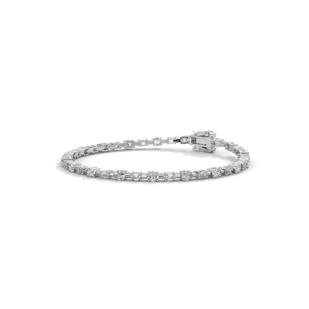 Emerald & Oval Diamond Tennis Bracelet