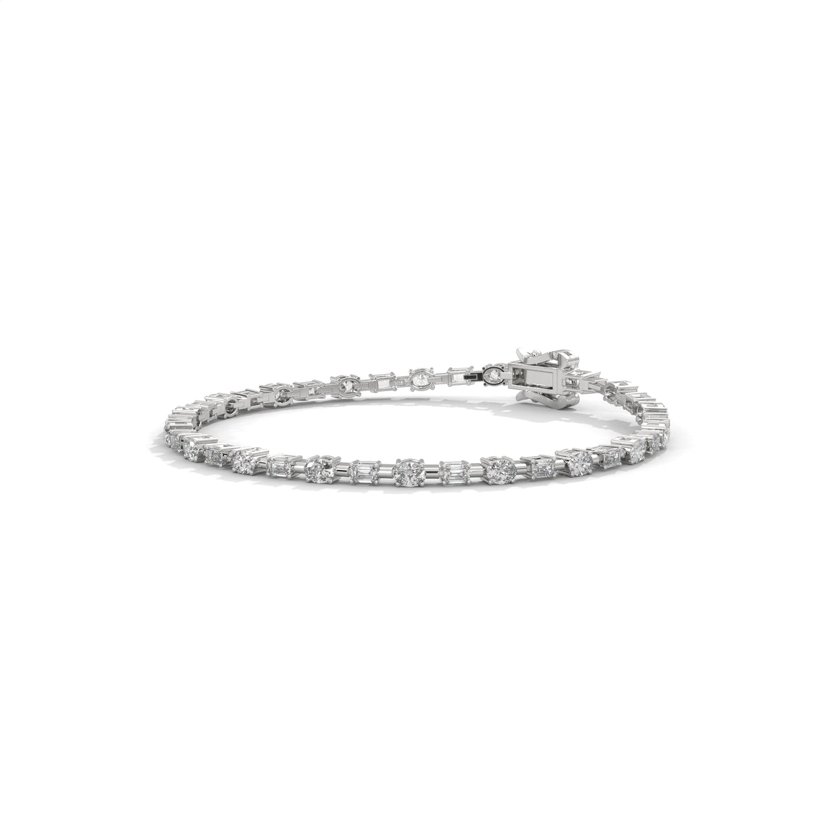 Emerald & Oval Diamond Tennis Bracelet, product photo — Jewelix Atelier