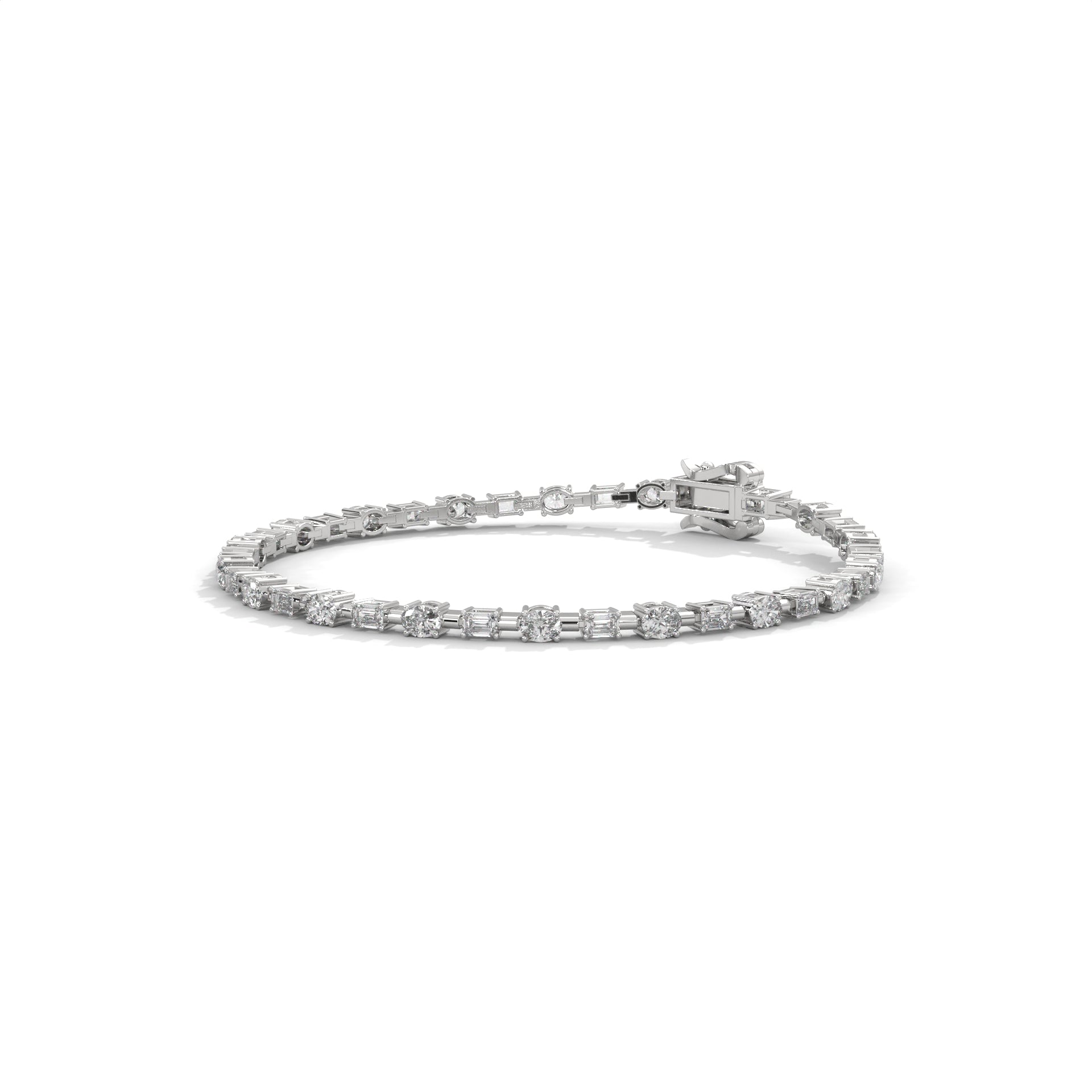 Emerald & Oval Diamond Tennis Bracelet