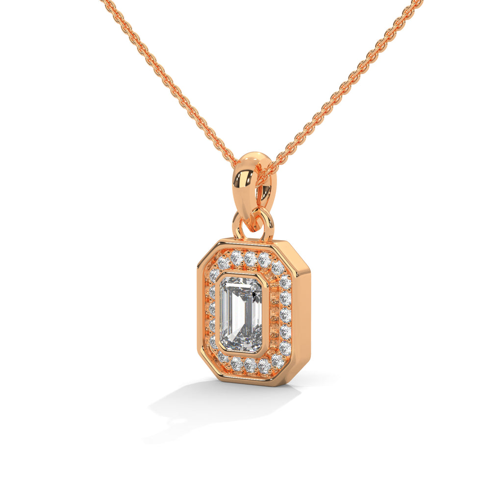 Emerald Halo Diamond Pendant