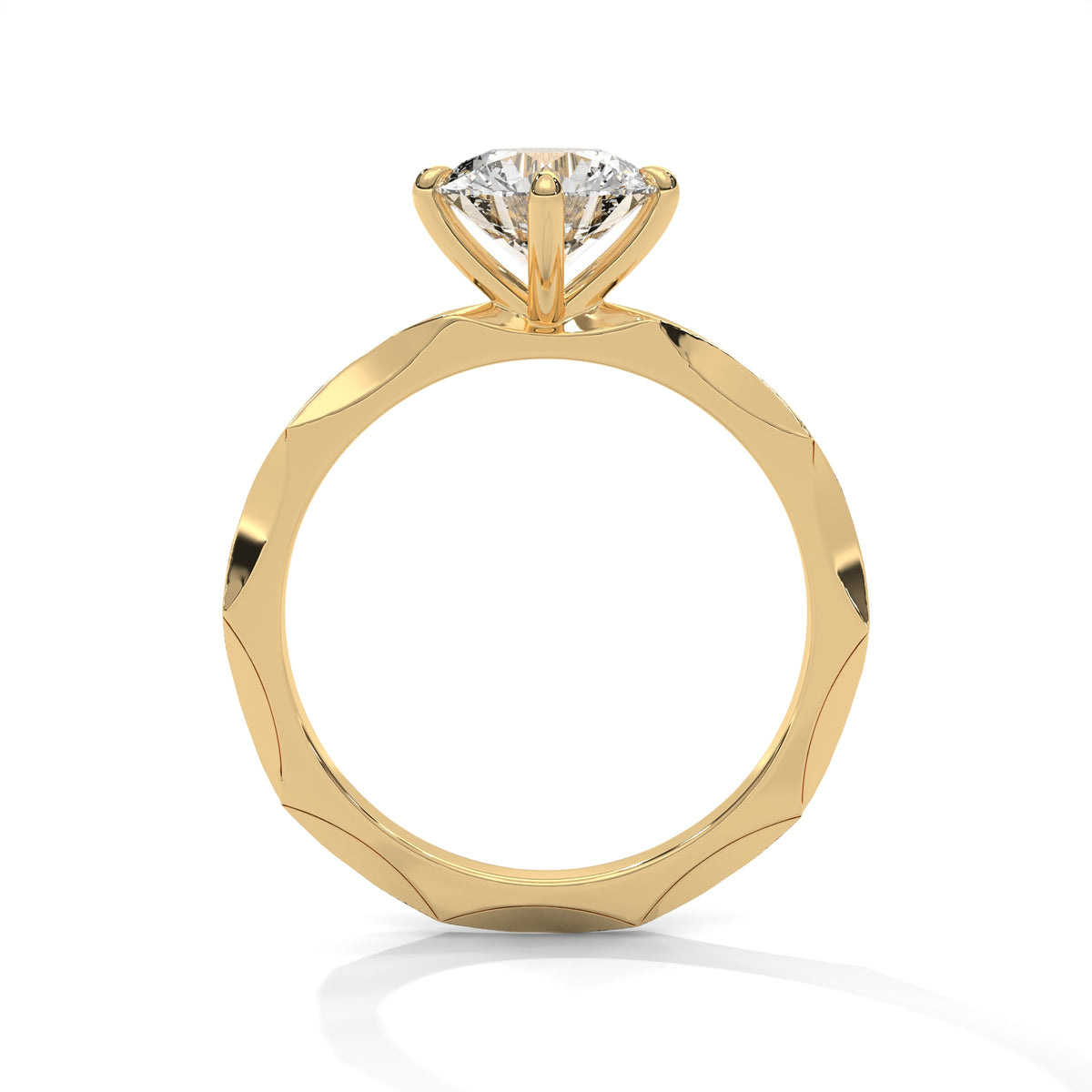 Round brilliant solitaire engagement ring, close-up — Jewelix Atelier