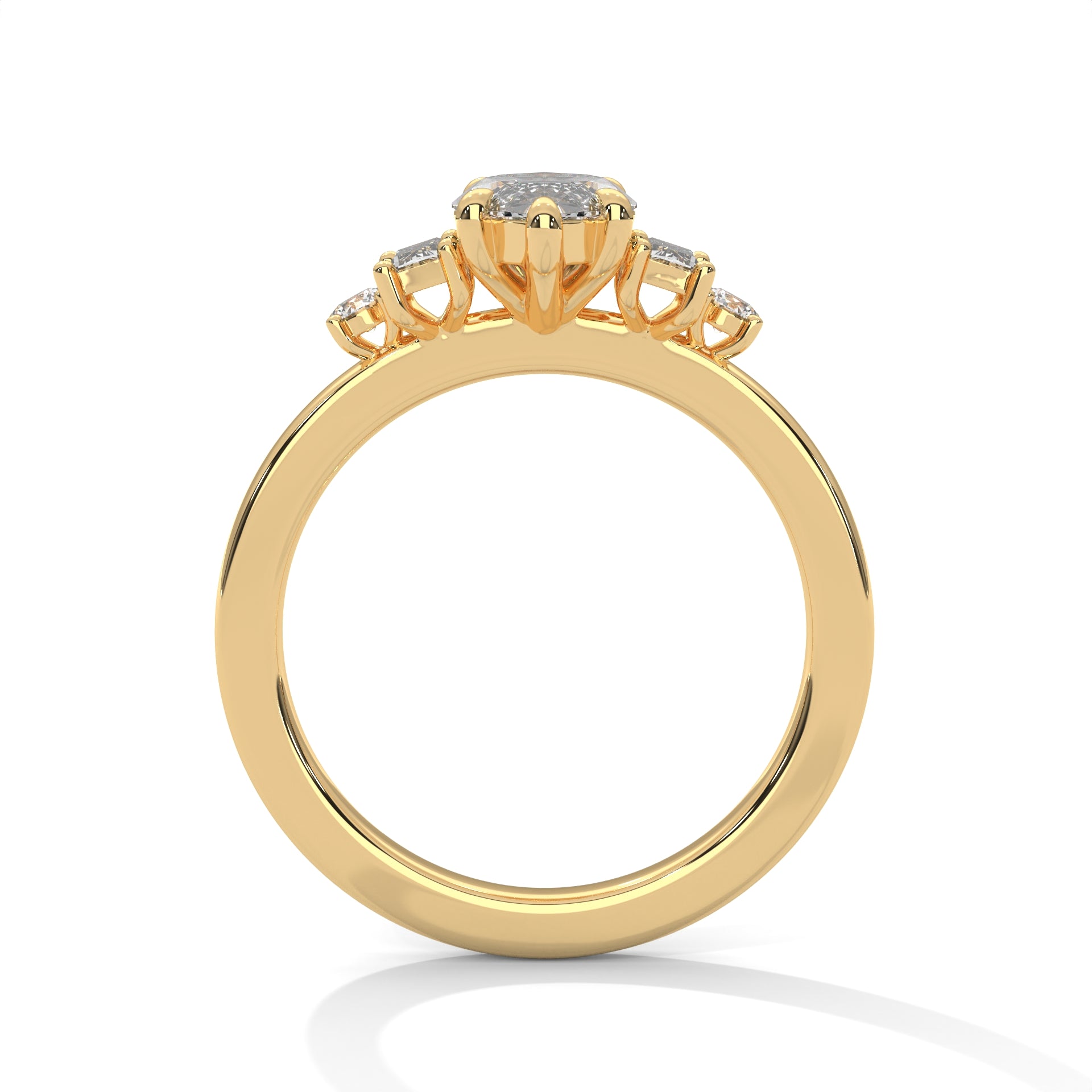 Marquise Cut Three Stone Diamond Engagement Ring