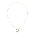 Emerald & Oval Diamond Circle Pendant