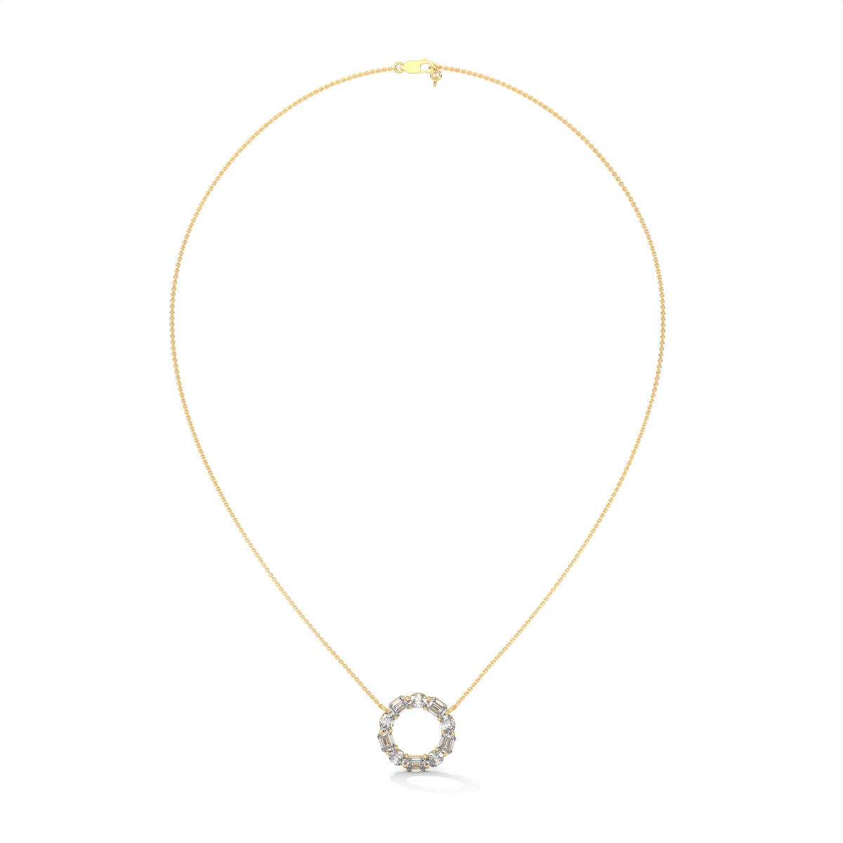 Emerald & Oval Diamond Circle Pendant – view 6 of 9, lab grown diamond necklace | Jewelix Atelier