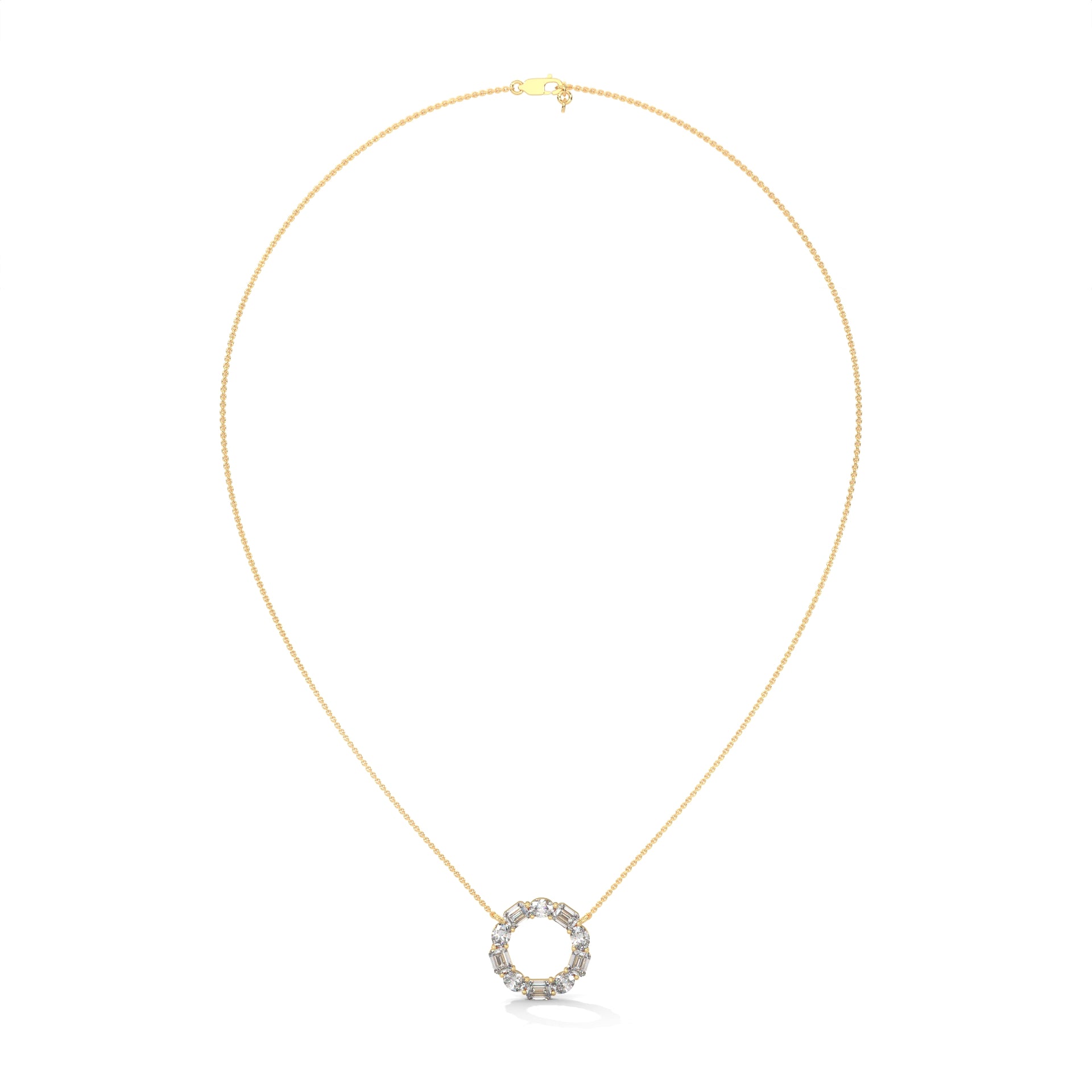 Emerald & Oval Diamond Circle Pendant