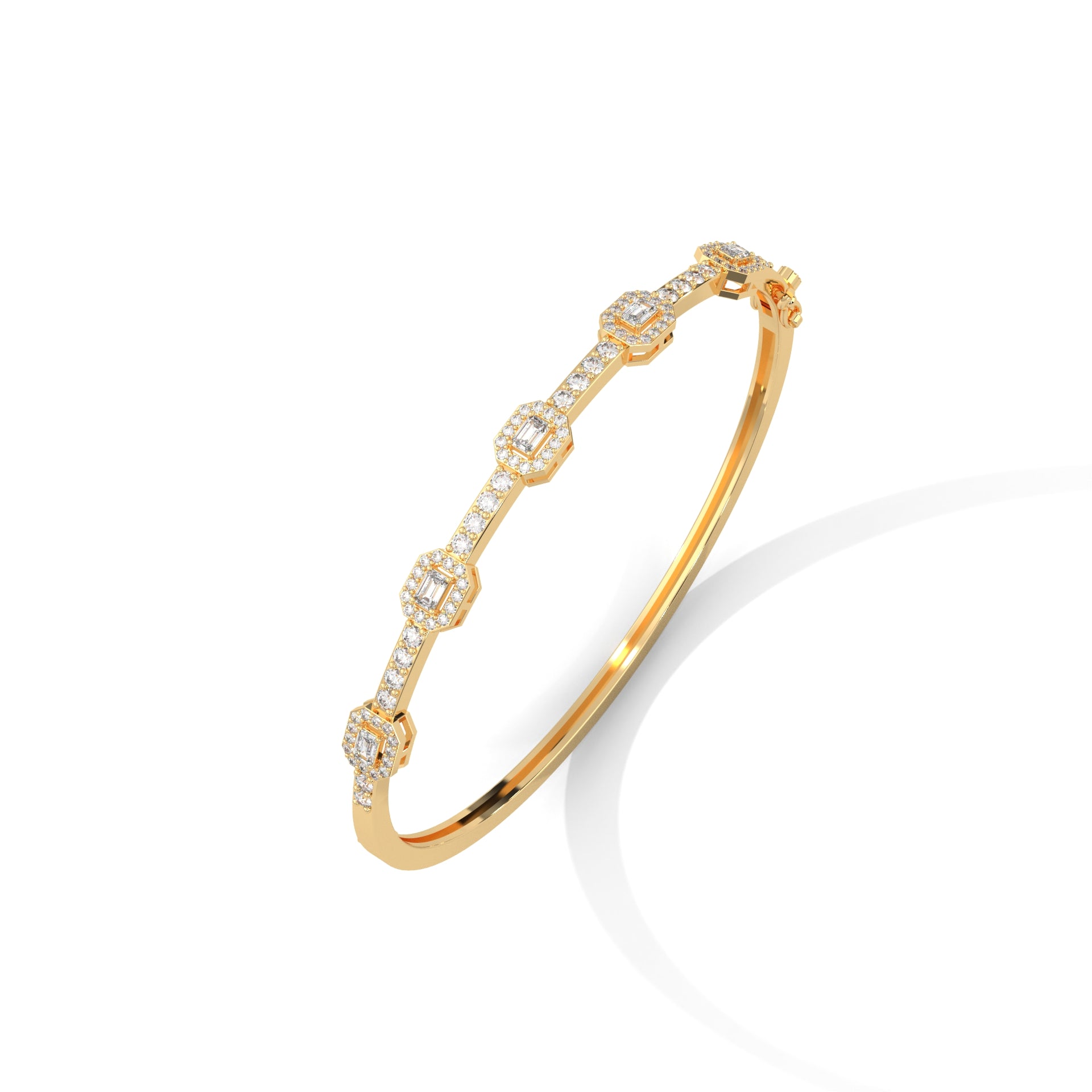 Emerald & Round Diamond Geometric Bracelet