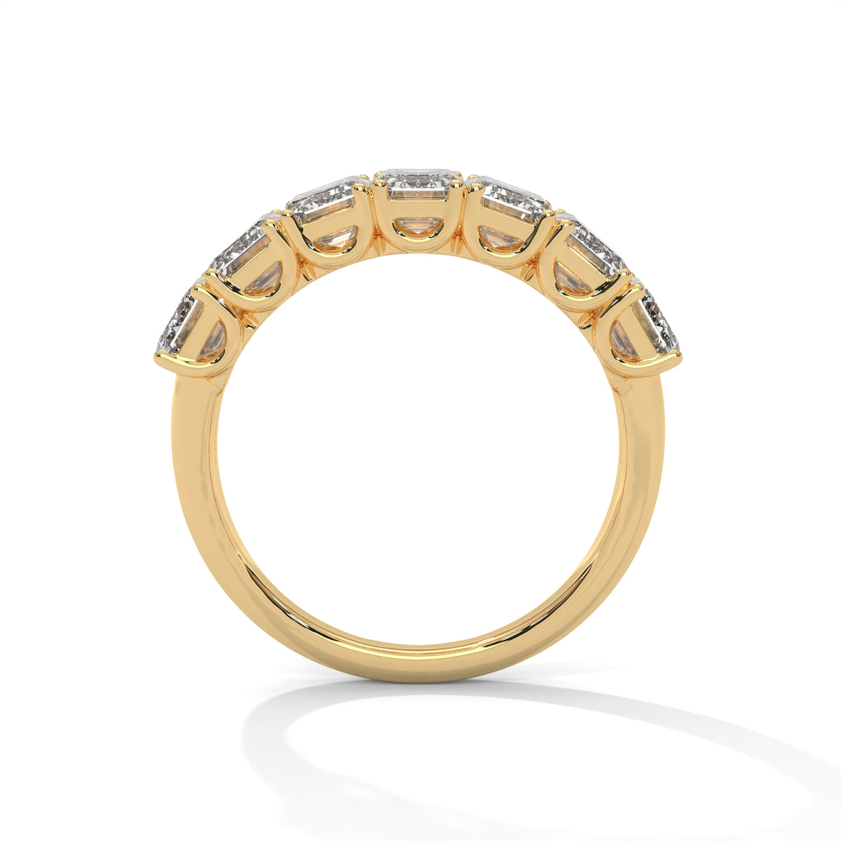 Emerald Cut Seven Stone Diamond Anniversary Ring – view 9 of 9, lab grown diamond ring | Jewelix Atelier