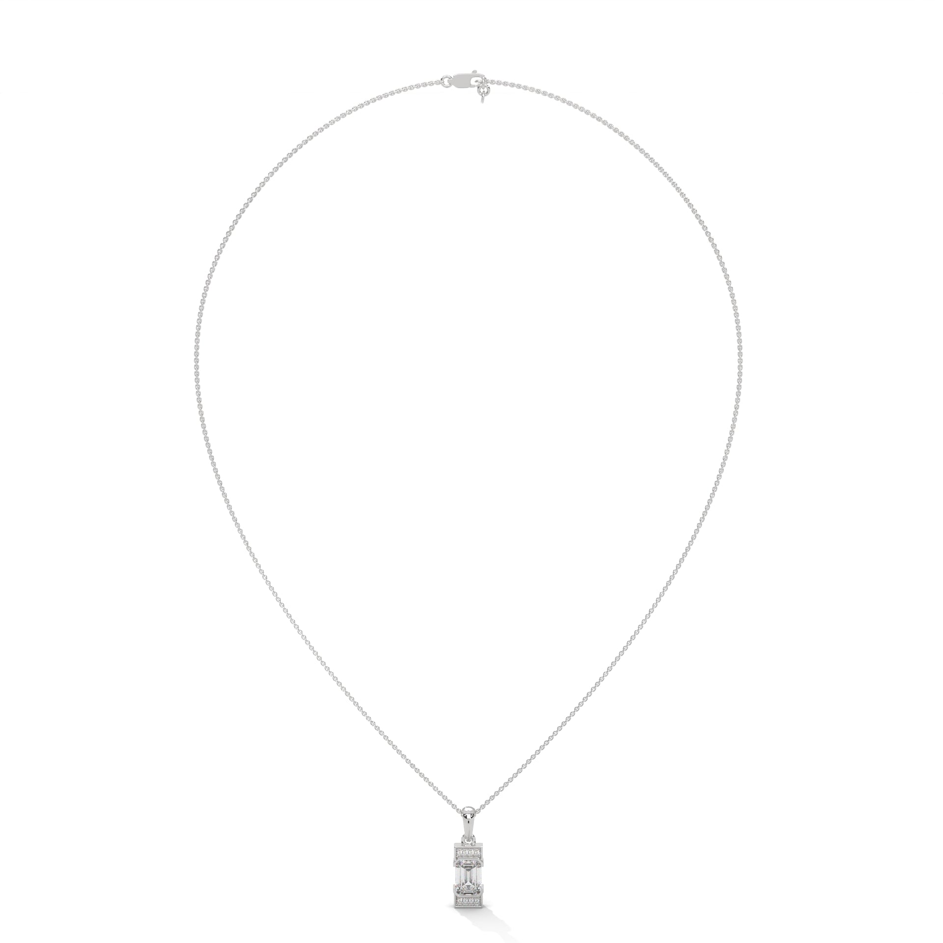 Emerald Cut Diamond Halo Pendant